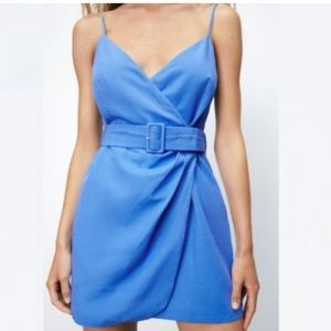 Zara Blue Belted Wrap Dress